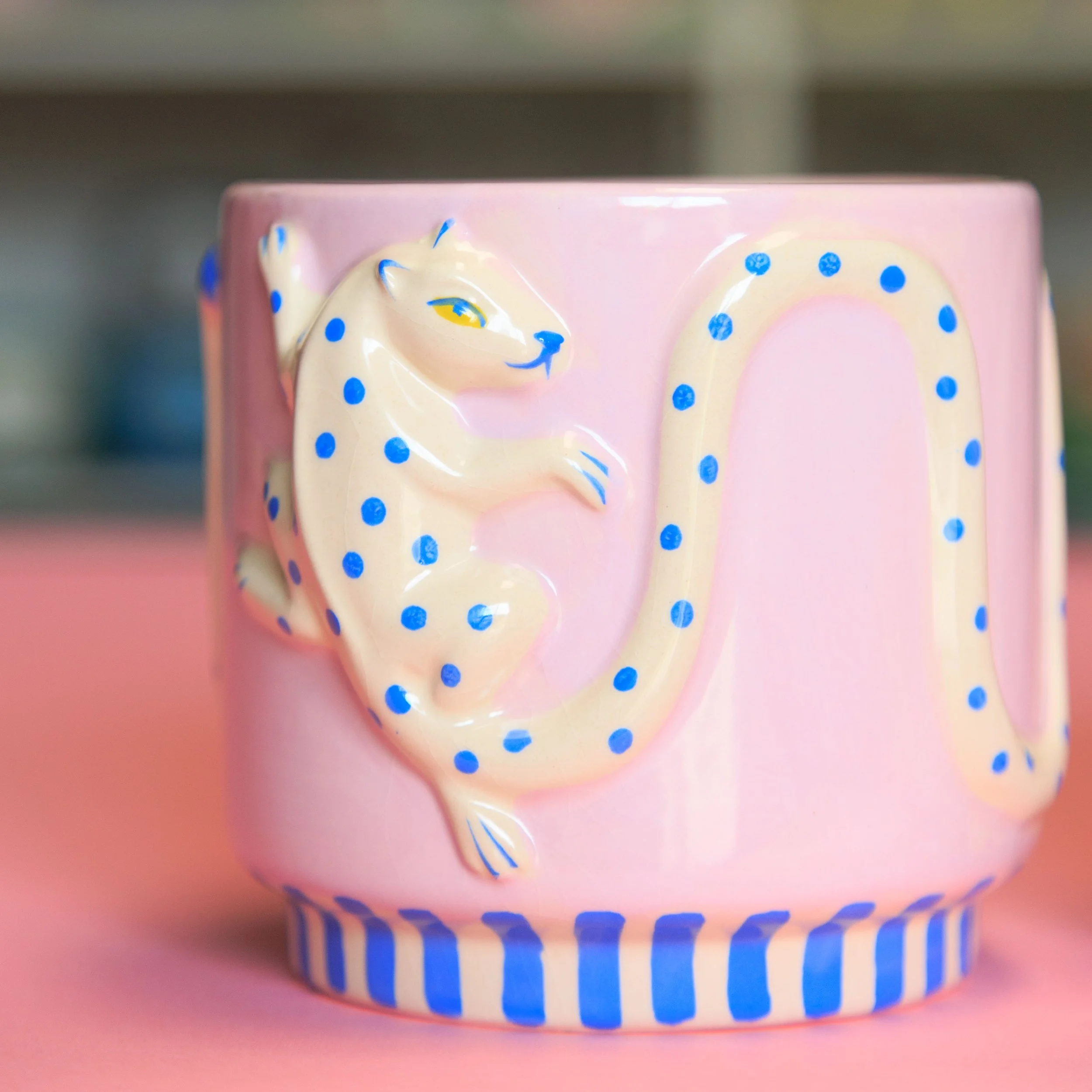 Wild Tails Leopard Planter - Pink and Blue Ceramic — Stayin' Alive